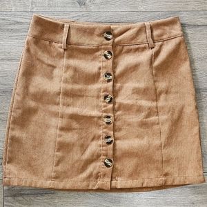 Worn Once - SHEIN - Rust Brown Corduroy Skirt, Button Front Size M